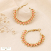 Boucles d'oreilles créoles perles rocaille brodées 0323135 orange