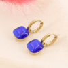 Boucles d'oreilles créoles acier et perles verre coloré 0323089 bleu foncé