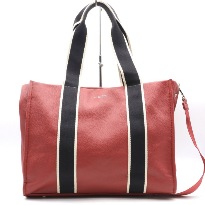 Grand sac cabas simili-cuir souple et anses tissu grand fermoir zip pour femme 0923511 rouge
