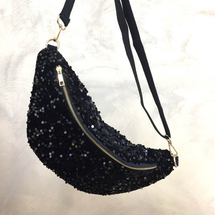Sac banane sequins poche arrière extérieure zippée 0923515 noir