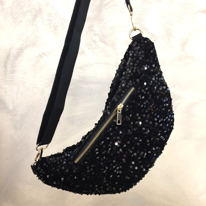 Sac banane sequins poche arrière extérieure zippée 0923515 noir