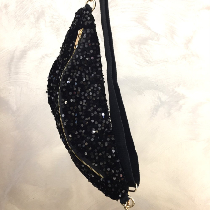 Sac banane sequins poche arrière extérieure zippée 0923515 noir