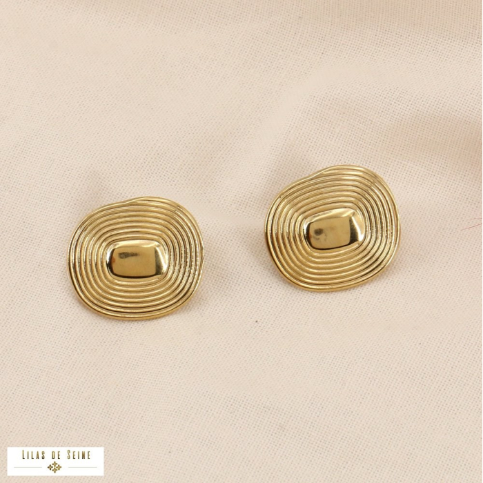 Boucles d'oreilles clip acier inoxydable vintage 0323501 doré
