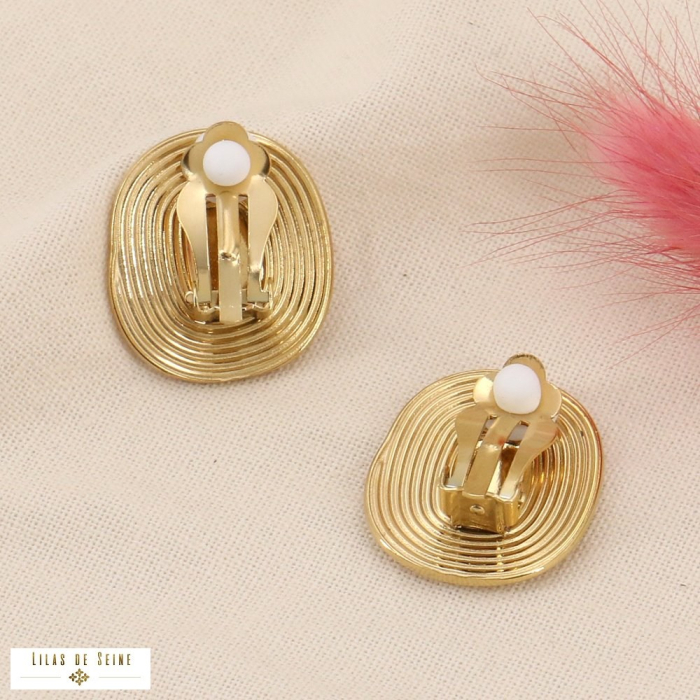 Boucles d'oreilles clip acier inoxydable vintage 0323501 doré