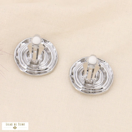 Boucles d'oreilles rondes clip acier inoxydable médiéval 0323502 argenté