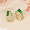 Boucles d'oreilles vintage acier inoxydable strass 0323506 vert