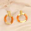 Boucles d'oreille acier inoxydable anneau résine acétate écaille de tortue femme 0323553 orange