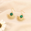 Boucles d'oreille acier inoxydable soleil rayonnant pierre femme 0323552 vert