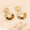 Boucles d'oreilles pendantes fermoirs CLIPS anneaux acier et acétate 0323513 marron