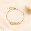 Bracelet tige cristaux facettés rectangles et chaîne gros maillons en acier inoxydable 0223513 blanc
