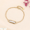 Bracelet pendentif ovale en acier inoxydable et rangée de strass facettés pour femme 0223514 blanc