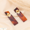 Boucles d'oreilles pendantes fermoir CLIP rectangles acétate 0323518 marron