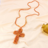 Sautoir perles facettées cristal et croix oversized 0123140 orange