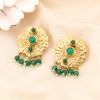 Boucles d'oreilles nénuphar en acier inoxydable doré et breloques pierres naturelles 0323571 vert foncé