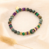 Bracelet élastique rondelles en acier inoxydable et perles en pierres naturelles 0223550 vert