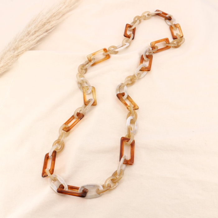 Sautoir gros maillons acétate marbré femme 0123590 marron