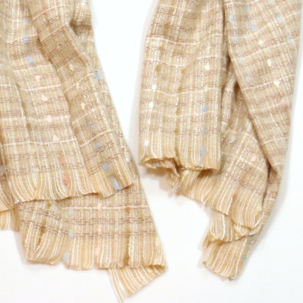 Grande écharpe effet tweed avec fibres colorées en viscose finition frange pour femme 0723035 naturel/beige