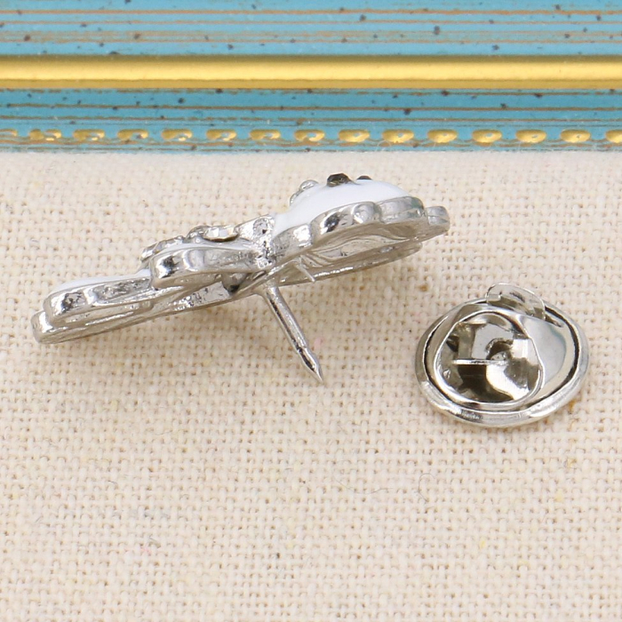 Lot x2 pin's nounours joyeux avec strass, métal et émail pour femme 0623504 blanc