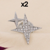 Lot x2 pin's étoiles polaires métal et cristaux pour femme 0623512 argenté
