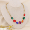 Collier perles cristaux baroques et chaîne acier inoxydable 0123530 multi