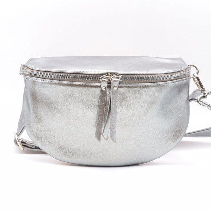 Petit sac banane en imitation cuir irisé bandoulière ajustable et amovible 0923501 gris clair