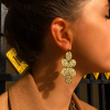 Boucles d'oreilles pendantes casual chic feuilles texturées en acier inoxydable 0323565 doré