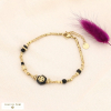 Bracelet perles acier carrées et pierre à trèfle 0223560 noir