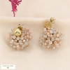 Boucles d'oreilles maxi boules perles strass vintage acier doré 0323541 naturel/beige