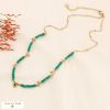 Collier acier inoxydable rococo bille pierre naturelle 0123579 vert