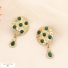 Boucles d'oreilles pendantes CLIP byzantines acier et pierres 0323629 vert