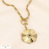 Collier acier inoxydable pendentif ondulé pierre 0123572 noir