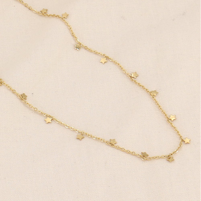 Collier minimaliste pampilles étoiles acier inoxydable pour femme 0123624 doré