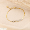 Bracelet acier inoxydable pièces strass chaine maille miroir 0223590 doré