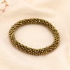 Bracelet élastique forme tube broderie de perles cristal pour femme 0223585 doré