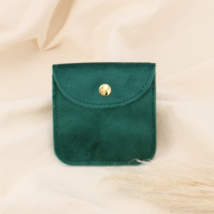 Petites pochettes X10 PIECES, velours fermoir bouton pression pour cadeaux bijoux 0623517 vert foncé