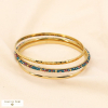 Semainier trois bracelets joncs en acier inoxydable et perles cristal pour femme 0223602 bleu foncé