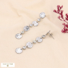 Boucles d'oreilles pendantes disques acier martelé et strass 0323613 argenté