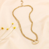 Collier court multi-chaînes et pendentif maille marine en acier inoxydable 0123605 doré