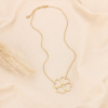 Collier court chaîne fine et pendentif trèfle à quatre feuilles en acier 0123613 doré