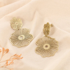 Boucles d'oreilles pendantes acier inox fleurs filigranées 0324093 doré