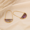 Boucles d'oreilles traversantes acier inox demi-lune pierre 0324116 violet