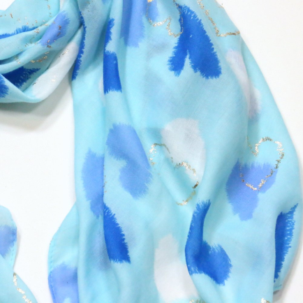 Foulard motif coeurs glitter femme 0724002 bleu