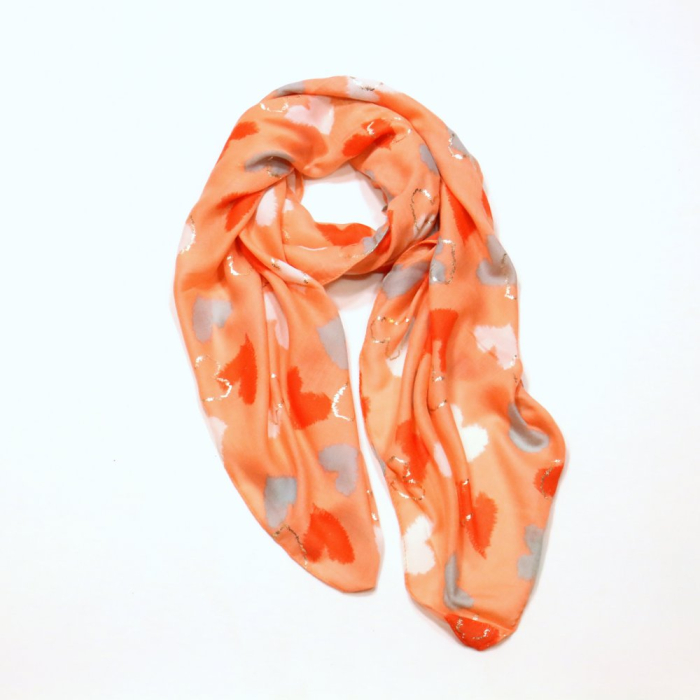 Foulard motif coeurs glitter femme 0724002 orange