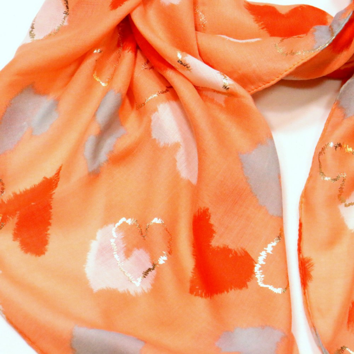 Foulard motif coeurs glitter femme 0724002 orange