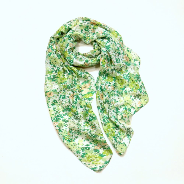 Foulard motif fleurs coeurs glitter femme 0724003 vert