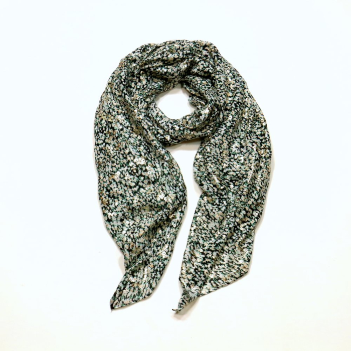 Foulard motif marguerites fleurs glitter femme 0724005 noir