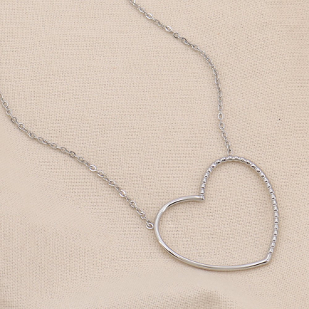 Collier acier inoxydable minimaliste grand coeur 0124034 argenté