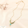 Collier acier inoxydable pampilles pierre naturelle disques 0124053 vert aqua