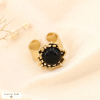 Bague acier inoxydable couronne pierre nacre 0424059 noir