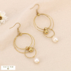 Boucles d'oreilles acier inox anneaux perle eau douce 0324080 blanc